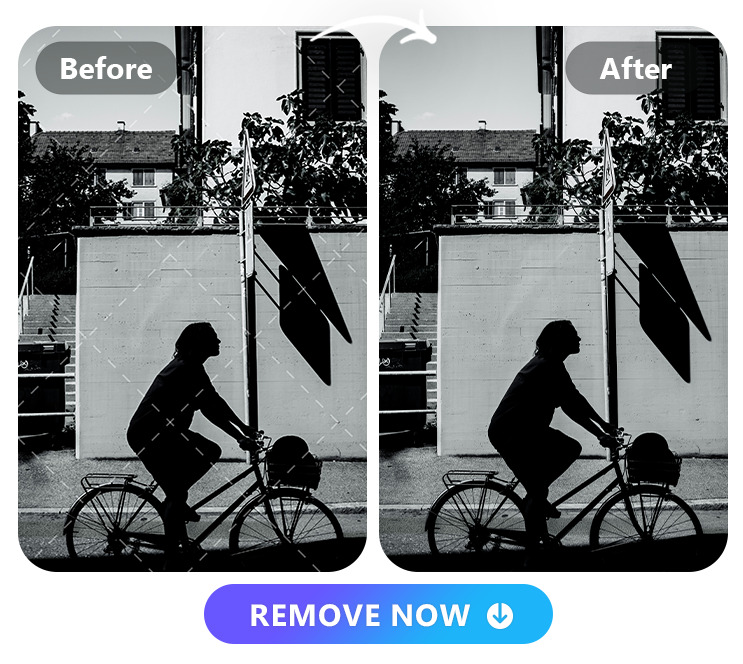 a guy riding a bike with proof original image and proof removed image